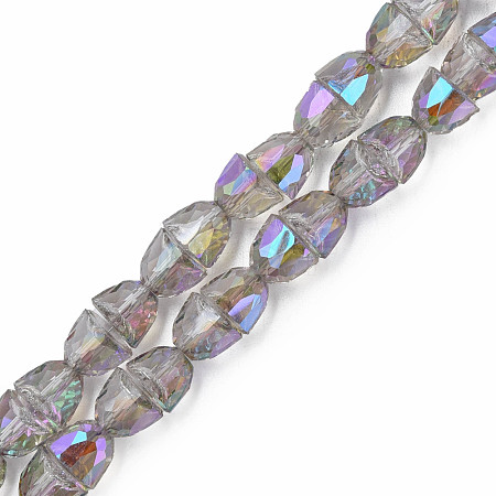 Electroplate Transparent Glass Beads Strands EGLA-N002-35-C01-1
