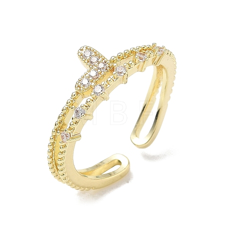 Brass Rhinestone Cuff Open Rings RB-CBADCCE-01G-1