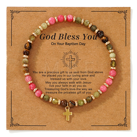 Vintage Brass Cross Charm Bracelets GR0330-11-1