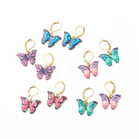 Alloy Enamel Butterfly Dangle Leverback Earrings EJEW-JE05045-1