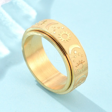 Star & Moon & Sun 304 Stainless Steel Rotatable Finger Ring PW-WG61315-09-1