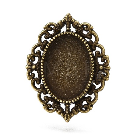 Vintage Adjustable Iron Finger Ring Components Alloy Cabochon Bezel Settings X-PALLOY-Q300-09AB-NR-1