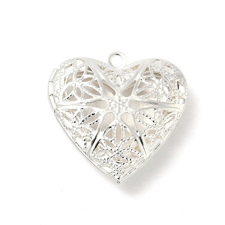 Hollow Heart Brass Locket Pendants KK-K414-12C-S-1