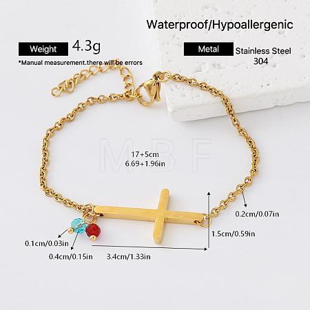 304 Stainless Steel Religion Cross Link Bracelets for Men Women IZ7438-5-1