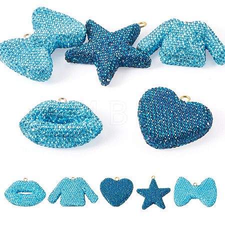 5Pcs 5 Styles Handmade Polymer Clay Pendants RB-BT0001-05B-1