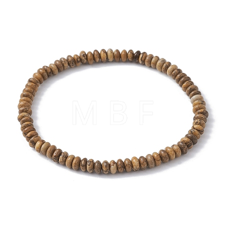Natural Picture Jasper Rondelle Beaded Stretch Bracelets BJEW-JB09980-09-1