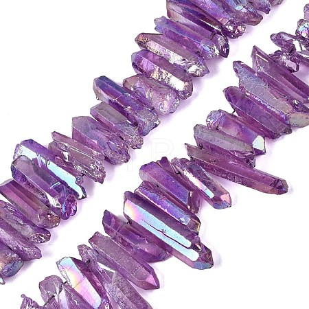 Spray Painted Electroplate Natural Quartz Crystal Points Beads Strands G-Q610-02G-1