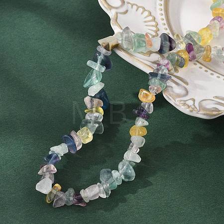 Natural Fluorite Chips Beaded Necklace NJEW-FZ00004-08-1