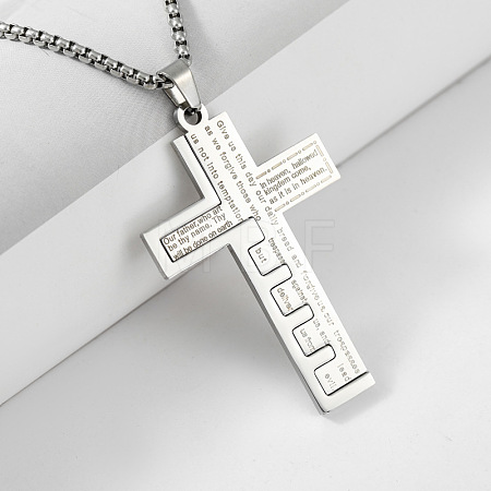 304 Stainless Steel Cross Pendant Snake Bone Chain Titanium Necklace Jewelry. QB4146-2-1