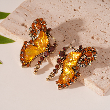 Alloy Rhinestone and Glass Stud Earrings WGB9A43-01-1