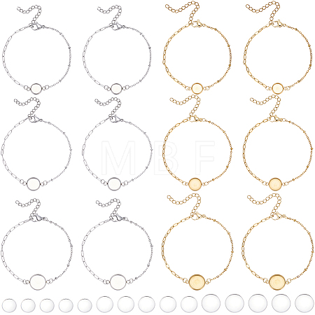 12Pcs 6 Styles 304 Stainless Steel Paperclip Chain Satellite Chain Bracelet Making BJEW-SP0001-28-1