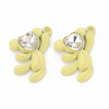 Spray Painted Alloy Rhinestone Pendants PALLOY-Q433-033I-RS-1