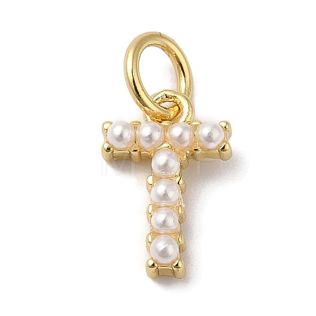 Rack Plating Brass with ABS Plastic Imitation Pearl Charms KK-B092-30T-G-1