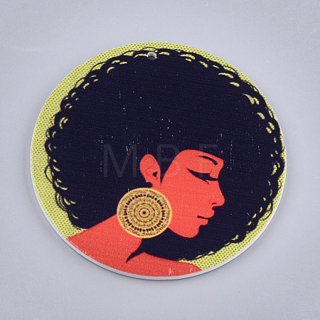 Printed Wooden Big Pendants WOOD-S048-64-1