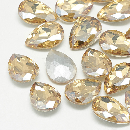 Pointed Back Glass Rhinestone Cabochons RGLA-T081-13x18mm-06-1