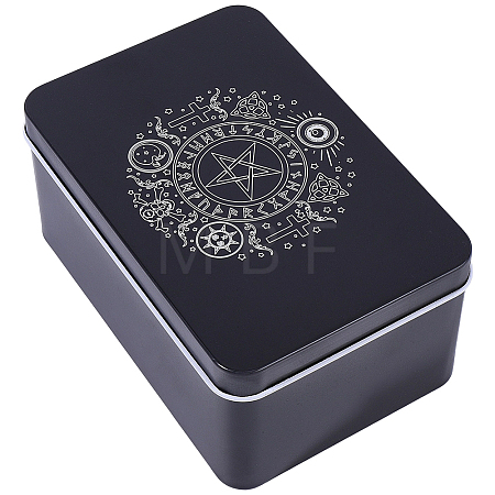 Cross & Star Printed Iron Tarot Card Collection Boxes AJEW-CN0007-91B-1