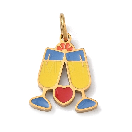 304 Stainless Steel Enamel Pendants STAS-Z189-09G-03-1