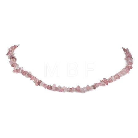 Natural Rose Quartz Chip Beaded Necklace NJEW-JN04615-13-1