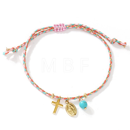 Synthetic Turquoise & Brass Charm Bracelets BU6372-5-1