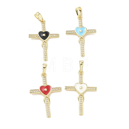 Brass Micro Pave Clear Cubic Zirconia Pendants CU-CBADD0C-05G-1
