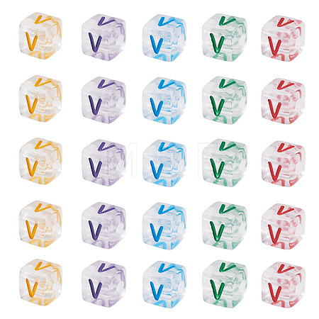 50Pcs Acrylic European Beads MACR-TADJ0001-13V-1