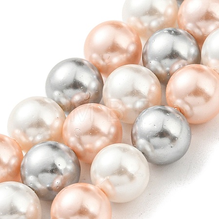 Electroplated Shell Pearl Beads Strands SHEL-F008-03B-04-1
