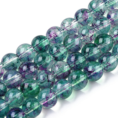 Baking Paint Glass Beads Strands S-DGLA-Q023-8mm-DB79-1