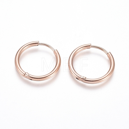 Ion Plating(IP) 304 Stainless Steel Huggie Hoop Earrings EJEW-F111-18mm-RG-1