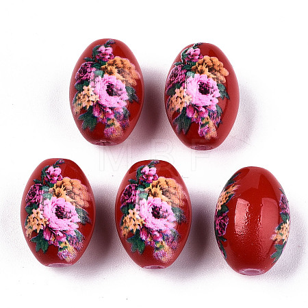 Printed & Spray Painted Opaque Glass Beads LS-GLAA-S047-07B-D01-1