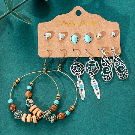 Bohemian Style Alloy Resin and Enamel Dangle Earrings WGA2ED8-06-1