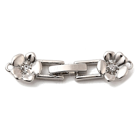 Brass Micro Pave Clear Cubic Zirconia Fold Over Clasps KK-C075-32P-1