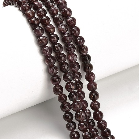 Natural Lepidolite/Purple Mica Stone Beads Strands G-H335-B03-4mm-A-1