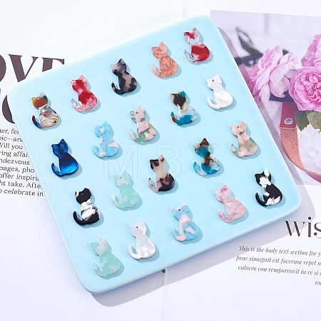 24Pcs Cat Acrylic Charm Pendant Colorful Cat Charm Mini Kitten Pendant for Jewelry Necklace Earring Making Crafts JX514A-1