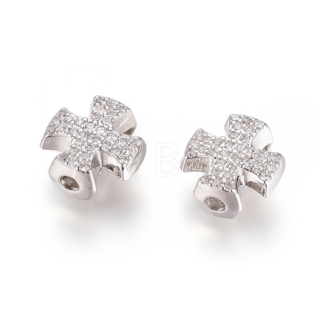 Brass Micro Pave Cubic Zirconia Slide Charms ZIRC-G166-38P-1