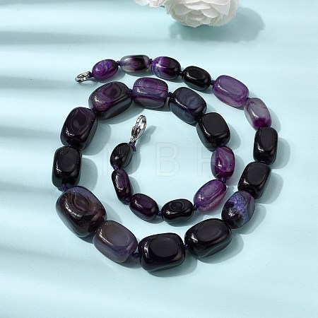 Dyed Natural Agate Cuboid Graduated Beaded Necklaces with Alloy Clasps NJEW-C113-01A-1