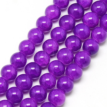 Baking Paint Crackle Glass Bead Strands X-DGLA-Q023-8mm-YS12-1