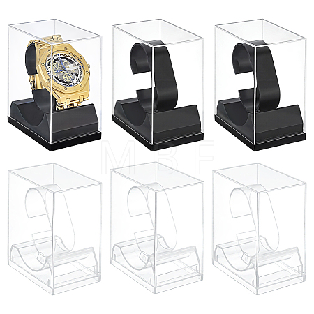 6Pcs 2 Colors Plastic Single Watch Display Cases CON-PH0003-65-1