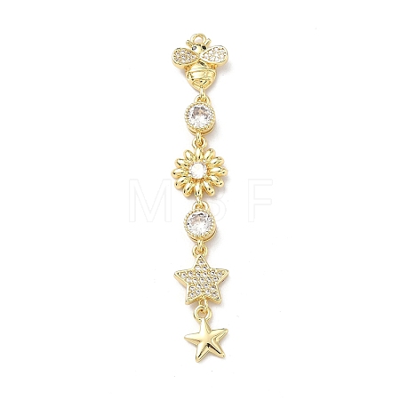 Brass Micro Pave Clear Cubic Zirconia Big Pendants KK-B176-02G-08-1
