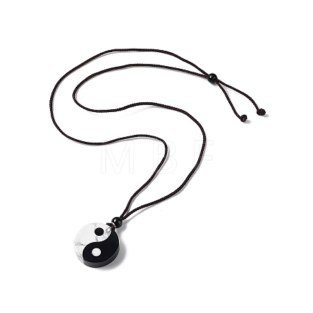 Natural Obsidian & Howlite Pendant Necklaces NJEW-Z019-01-1