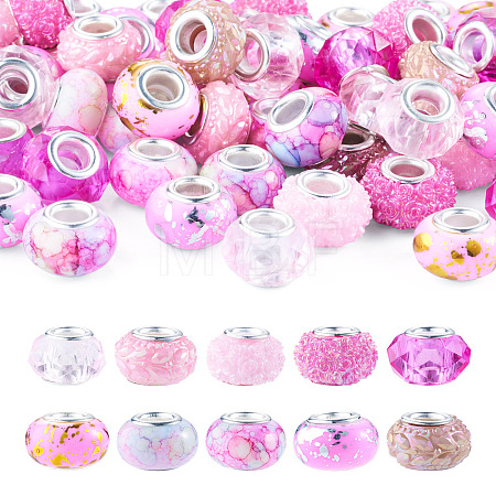 100Pcs 10 Styles Resin European Beads RPDL-TA0001-14-1