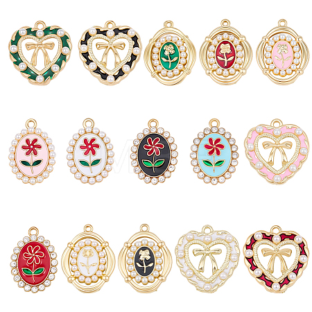 30Pcs 15 Styles Alloy Enamel Pendants FIND-SC0023-25-1