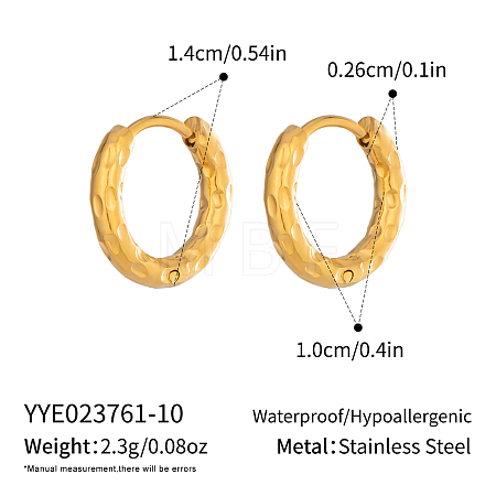 304 Stainless Steel Hammered Hoop Earrings KB6800-1-1