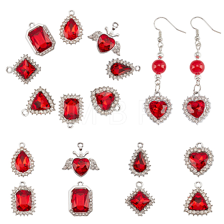 40Pcs 8 Style Platinum Plated Alloy Glass Pendants Sets ALRI-PH0001-27A-1