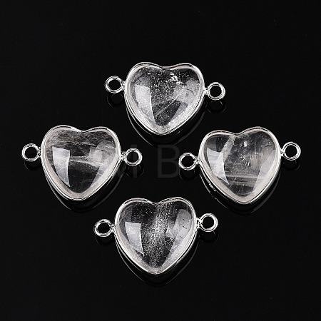 Natural Quartz Crystal Love Heart Pendants G-T138-205C-P-1