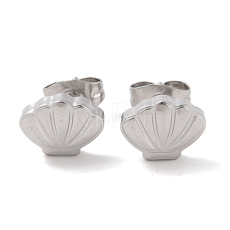 304 Stainless Steel Shell Shaped Stud Earrings for Women EJEW-G389-01P-1