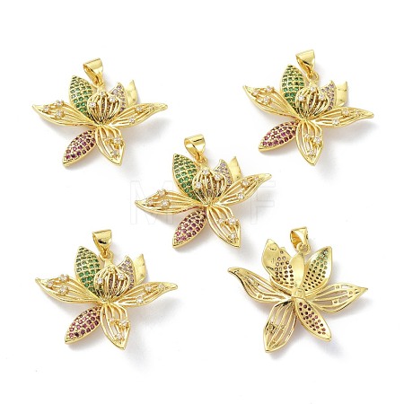 Brass Cubic Zirconia Pendants KK-B047-13G-1