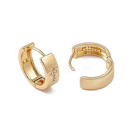 Clear Cubic Zirconia Cross Pattern Hoop Earrings EJEW-F294-09A-G-1