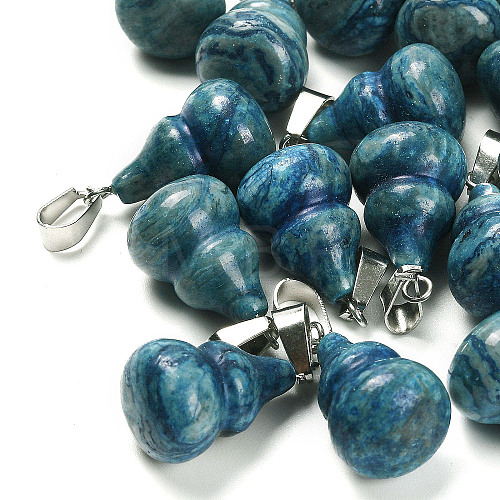 Dyed & Heated Natural Blue Agate Pendants G-B127-03P-06-1