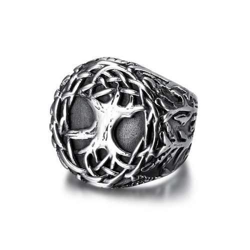 Retro 316 Stainless Steel Tree of Life Finger Rings FIND-PW0020-09B-1