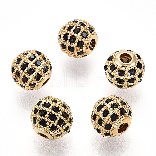 Rack Plating Brass Cubic Zirconia Beads ZIRC-S001-8mm-B02-1